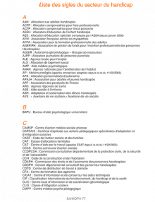 Première page de la liste des sigles du secteur handicap