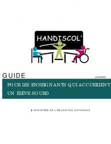 Couverture du guide enseignants qui accueillent un élève sourd